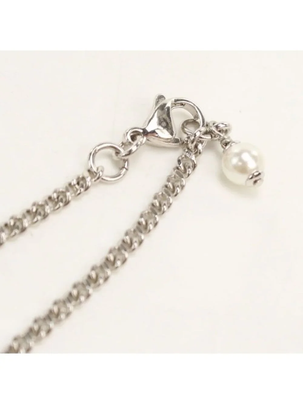 Chanel Rhinestone CC Logo Necklace Metal